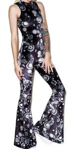Jaded London velvet high neck bellbottom jumpsuit